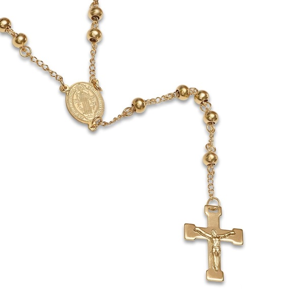 STEELTIME
Unisex 18K Gold Plated Stainless Steel Beaded Classic Rosary Necklace - Picture 2 of 6